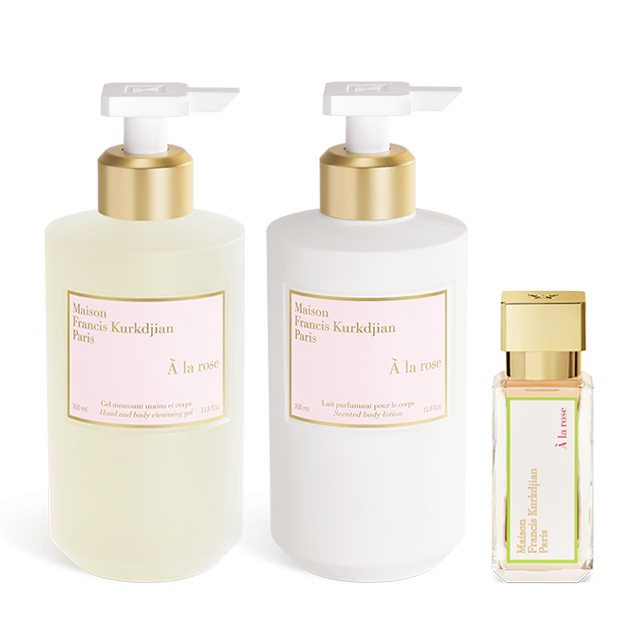 À la rose, , hi-res, Scented hand & body cleansing gel, Scented body lotion <br>and Eau de parfum Trio