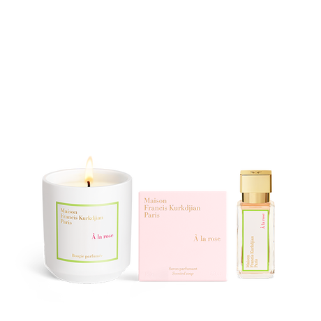 À la rose, , hi-res, Trio Bougie parfumée, Savon parfumant<br>et Eau de parfum