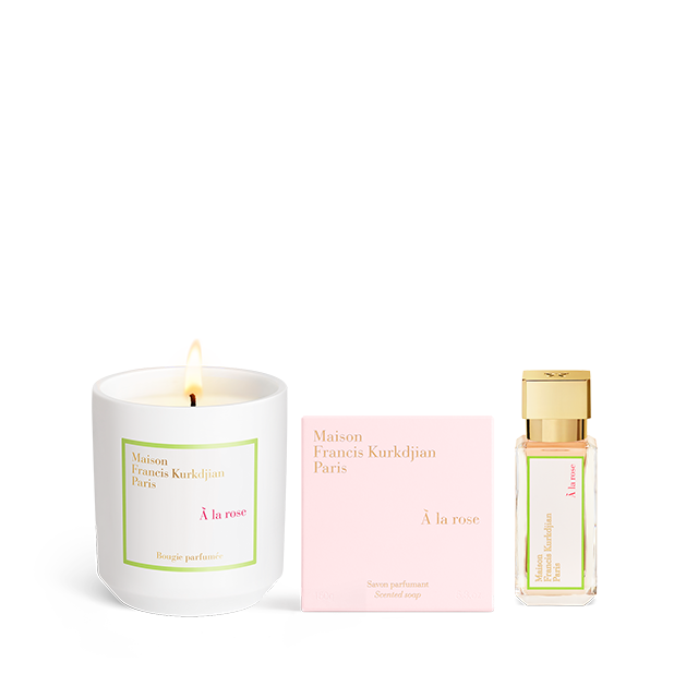 À la rose, , hi-res, Trio Bougie parfumée, Savon parfumant<br>et Eau de parfum