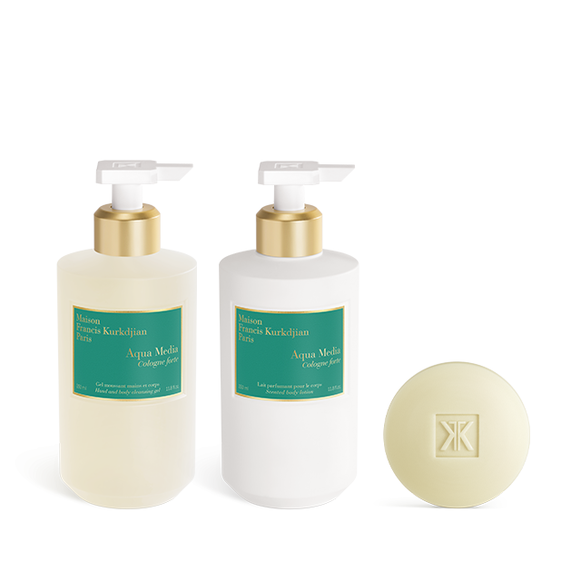 Aqua Media Cologne forte, , hi-res, Scented hand & body cleansing gel, Scented body lotion <br>and Scented soap Trio