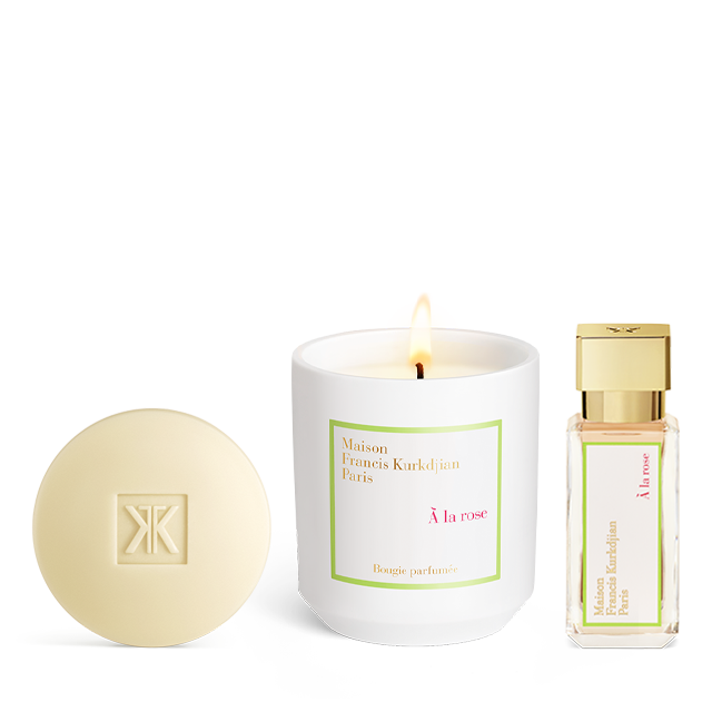 À la rose, , hi-res, Scented candle, Scented soap <br>and Eau de parfum Trio