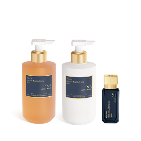 OUD satin mood, , hi-res, Scented hand & body cleansing gel, Scented body lotion<br>and Eau de parfum Trio