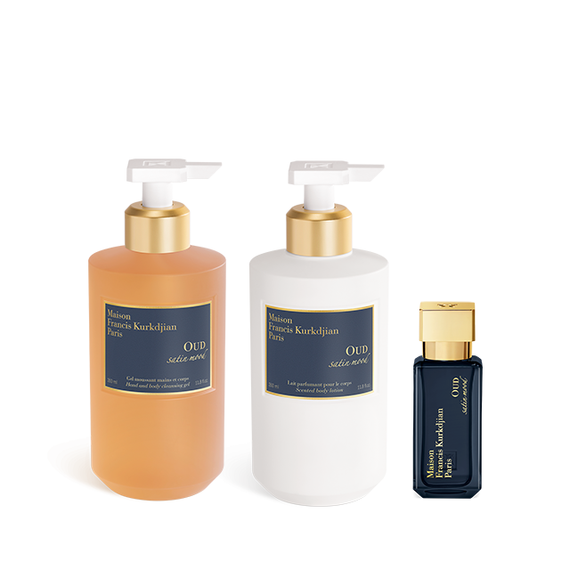 OUD satin mood, , hi-res, Scented hand & body cleansing gel, Scented body lotion<br>and Eau de parfum Trio