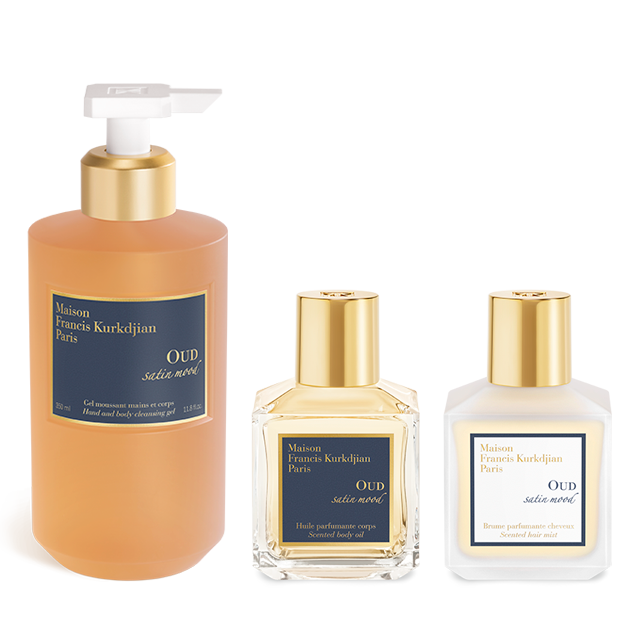 OUD satin mood, , hi-res, Scented hand & body cleansing gel, Scented body oil <br> and hair mist Trio
