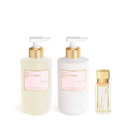 À la rose, , hi-res, Trio Gel moussant mains & corps, Lait parfumant pour le corps<br>et Eau de parfum