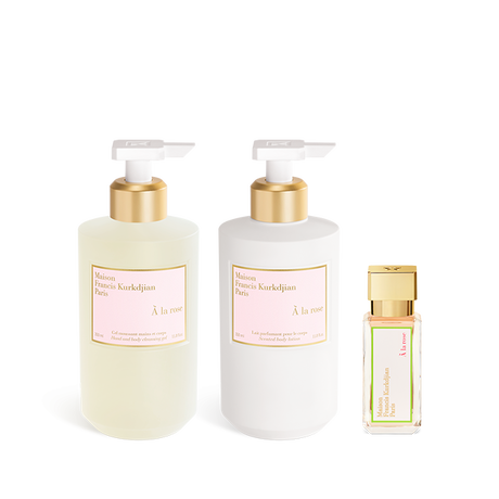 À la rose, , hi-res, Scented hand & body cleansing gel, Scented body lotion<br>and Eau de parfum Trio